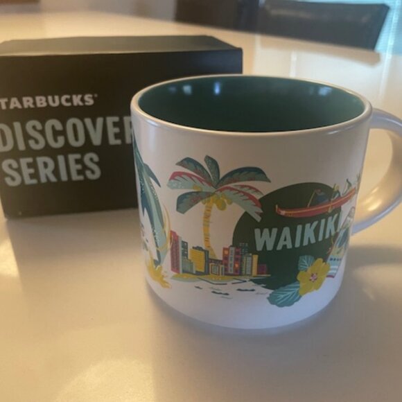 STARBUCKS *DISCOVERY SERIES* HAWAII *WAIKIKI* COFFEE MUG CUP 14 oz. New with Box - Picture 1 of 3